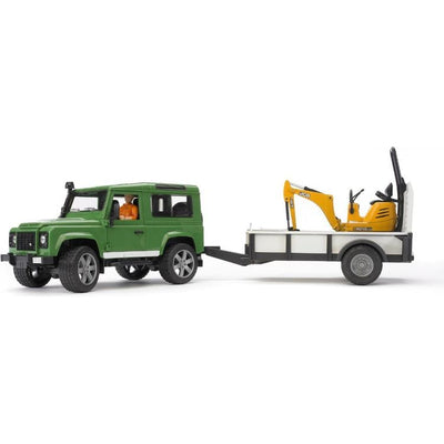 Bruder Vehicles Land Rover Defender Station with JCB Micro Excavator + Worker