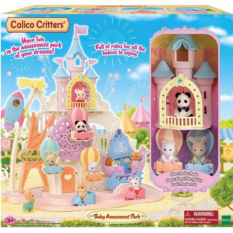 Calico Critters Collectibles Calico Critters Baby Amusement Park, Dollhouse Playset with 3 Collectible Doll Figures