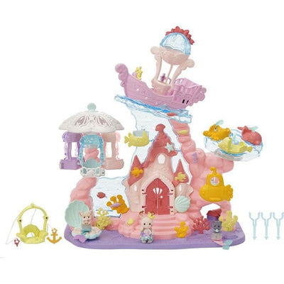 Calico Critters Collectibles Calico Critters Baby Mermaid Castle, Dollhouse Playset with 3 Collectible Doll Figures