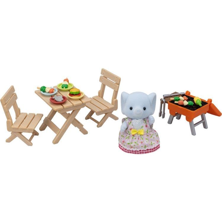 Calico Critters Collectibles Calico Critters Bubblebrook Elephant Girl's BBQ Picnic Set, Dollhouse Playset with Figure and Accessories