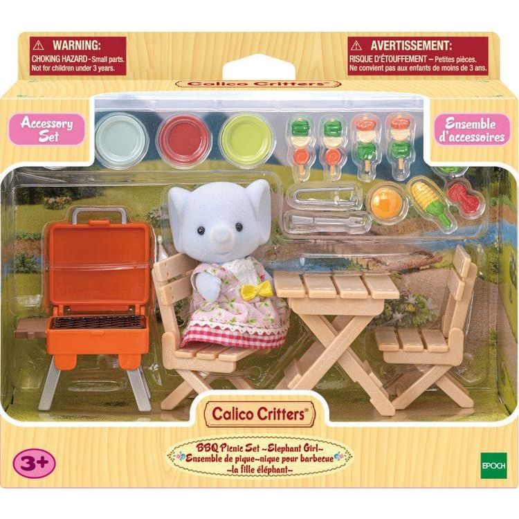 Calico Critters Collectibles Calico Critters Bubblebrook Elephant Girl's BBQ Picnic Set, Dollhouse Playset with Figure and Accessories