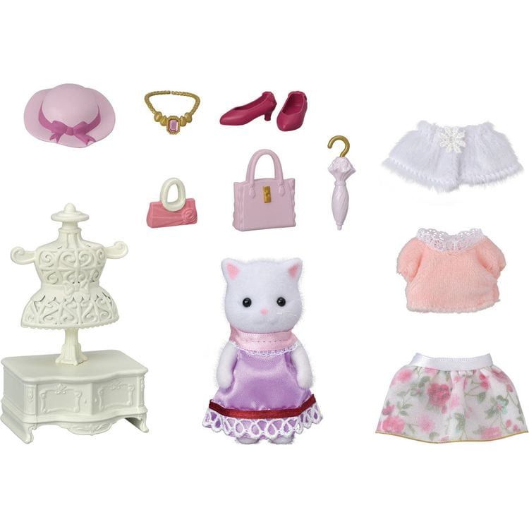 Calico Critters Collectibles Calico Critters Fashion Playset Persian Cat, Dollhouse Playset with Figure and Fashion Accessories