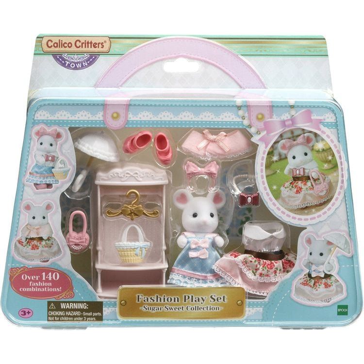Calico Critters Collectibles Calico Critters Fashion Playset Sugar Sweet Collection, Dollhouse Playset with Marshmallow Mouse Figure and Fashion Accessories