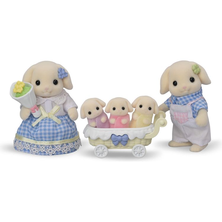 Calico Critters Collectibles Calico Critters Flora Rabbit Family, Set of 5 Collectible Doll Figures