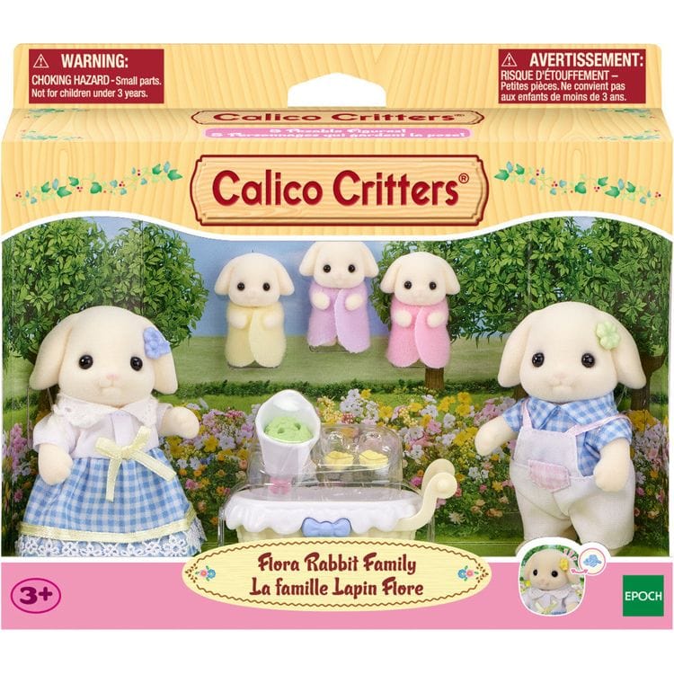 Calico Critters Collectibles Calico Critters Flora Rabbit Family, Set of 5 Collectible Doll Figures