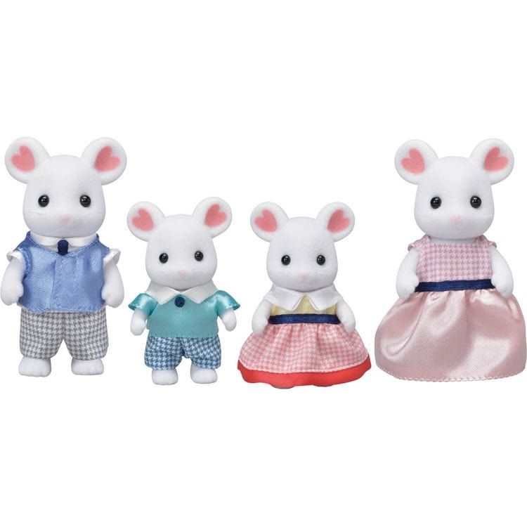 Calico Critters Collectibles Calico Critters Marshmallow Mouse Family, Set of 4 Collectible Doll Figures