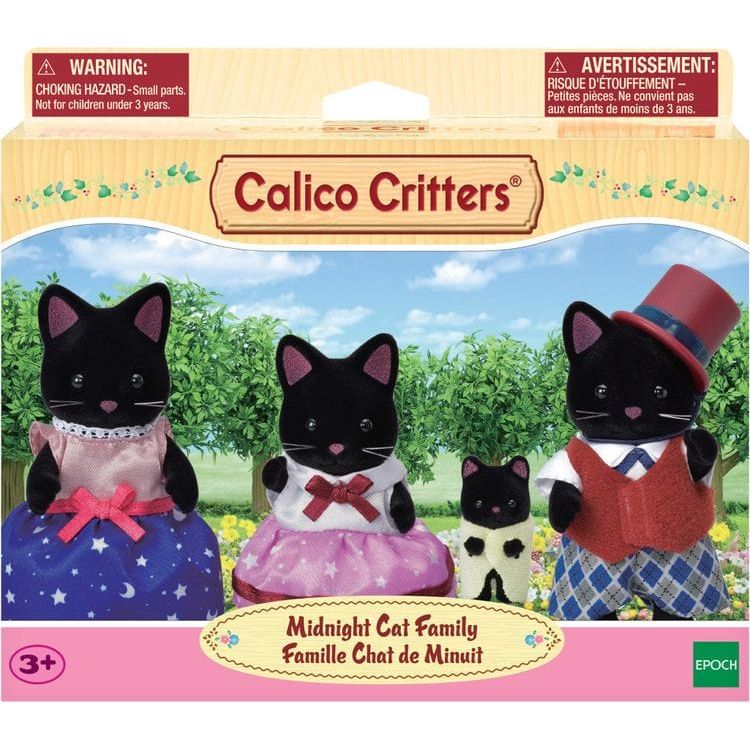 Calico Critters Collectibles Calico Critters Midnight Cat Family, Set of 4 Collectible Doll Figures