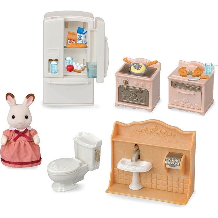 Calico Critters Collectibles Calico Critters Playful Starter Furniture Set, Dollhouse Furniture Set with Figure and "Working" Appliances