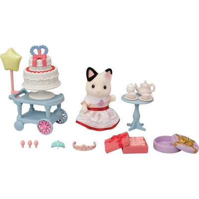 Calico Critters Collectibles Calico Critters Tuxedo Cat Girl's Party Time Playset, Dollhouse Playset with Figure and Accessories