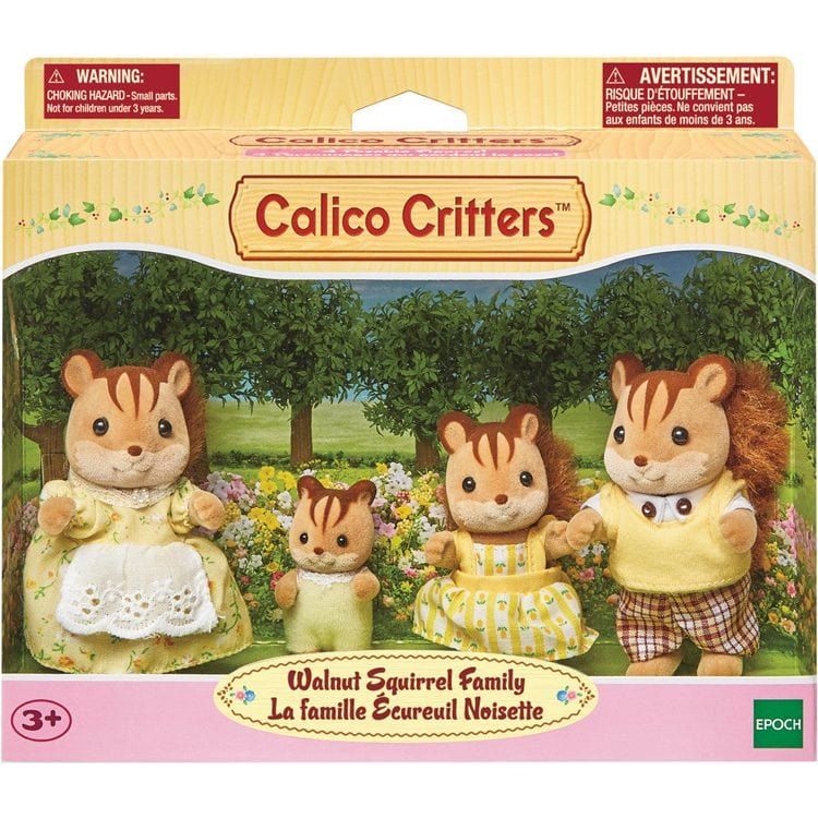 Calico Critters Collectibles Calico Critters Walnut Squirrel Family, Set of 4 Collectible Doll Figures