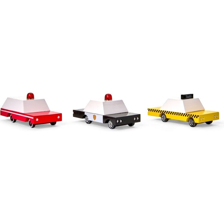 Candylab Vehicles 3 Pack NYC Wooden Cars - Taxi, Police Car & Ambulance