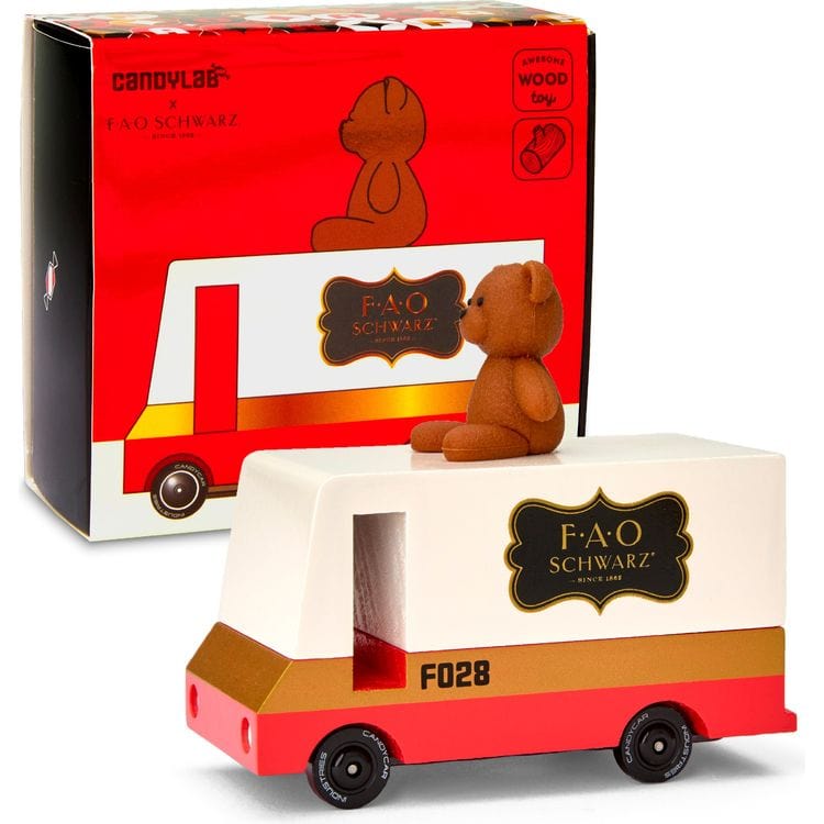 Candylab Vehicles FAO Schwarz Wooden Van with Teddy Bear Topper