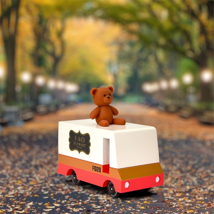 Candylab Vehicles FAO Schwarz Wooden Van with Teddy Bear Topper
