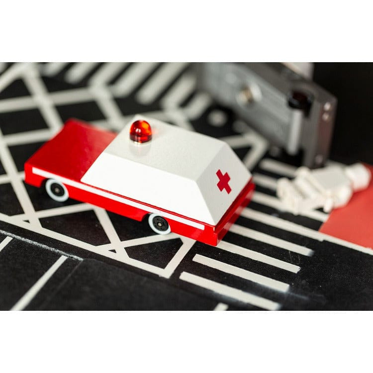 Candylab Vehicles Wooden Ambulance Toy Car - Red & White