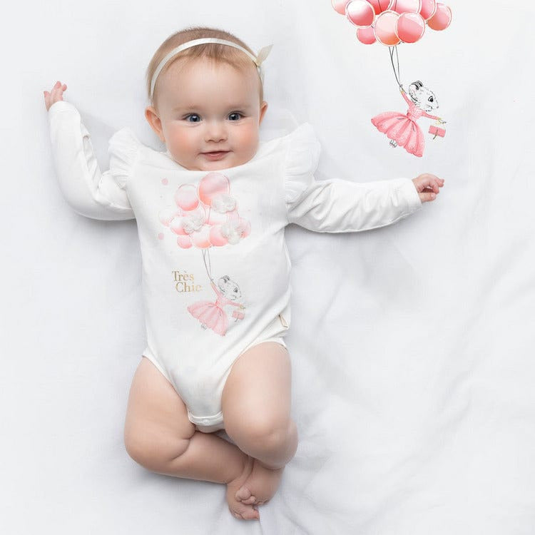 Claris - The Chicest Mouse in Paris™ Trend Accessories Claris Balloons Long Sleeve Bodysuit- Size 0-3 Months