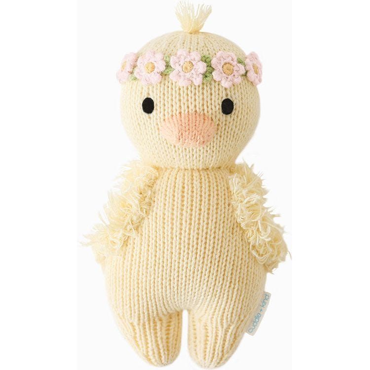 Cuddle And Kind Plush 7" Baby Duckling (With Flower Crown) Hand-Knit Doll (pink)