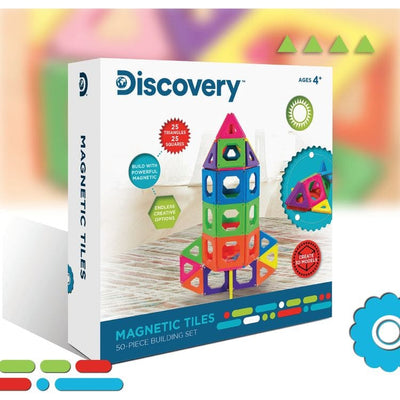 Discovery Mindblown STEM Discovery™ 50-Piece Magnetic Tile Building Blocks Set