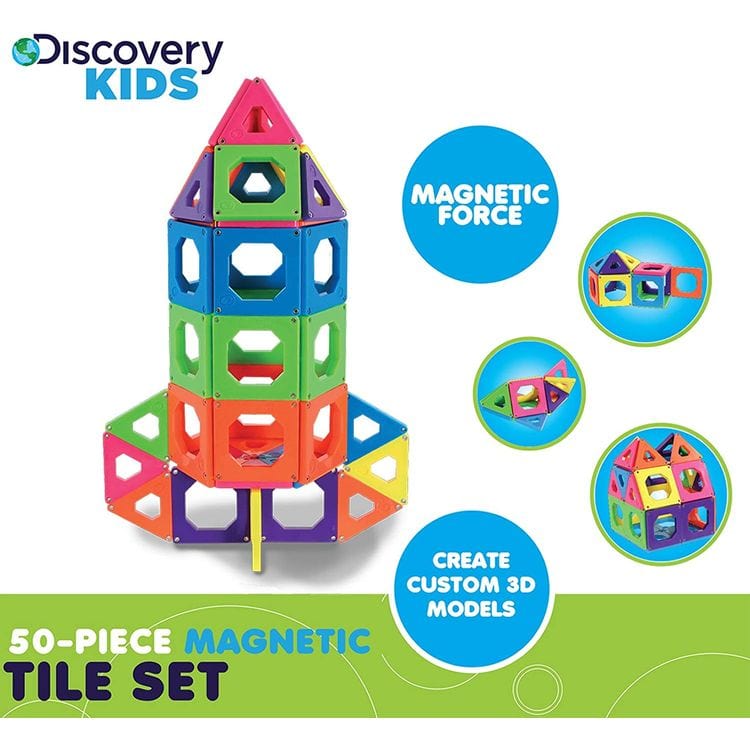 Discovery Mindblown STEM Discovery™ 50-Piece Magnetic Tile Building Blocks Set