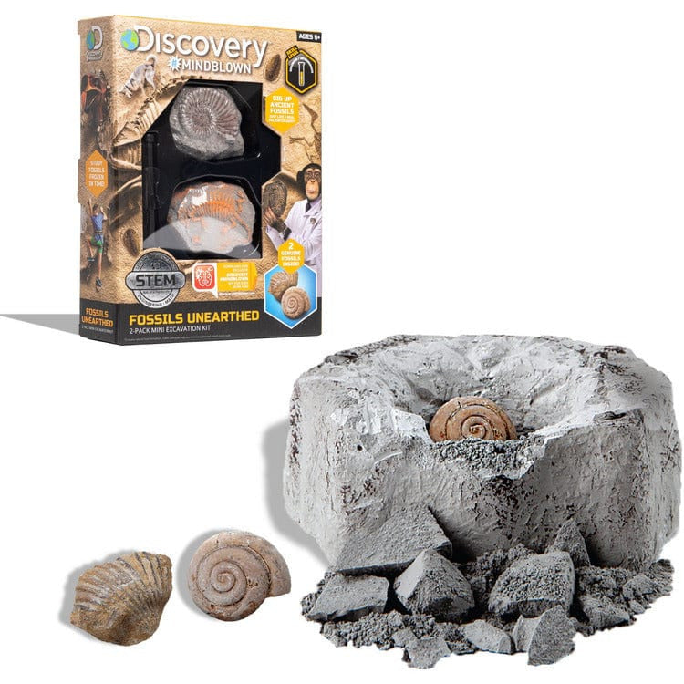 Discovery Mindblown STEM Mini Fossil Dig Set, 2 Pack Excavation Kit with Chisel