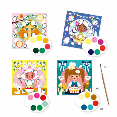 Djeco Creativity Snack Time Surprise Watercolor Painting Cards Activity Set