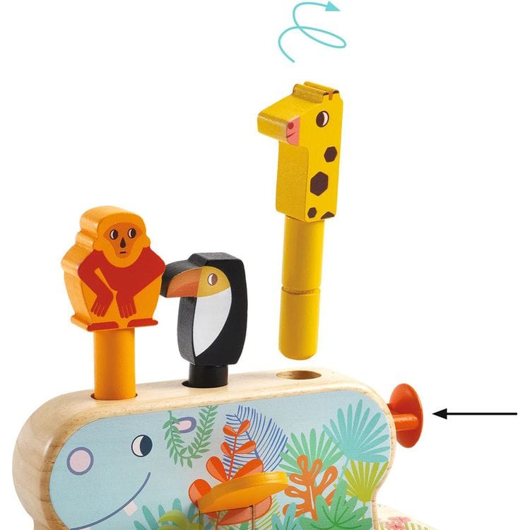 Djeco Infants Multi Pop Wooden Jumping Animal Activity Toy