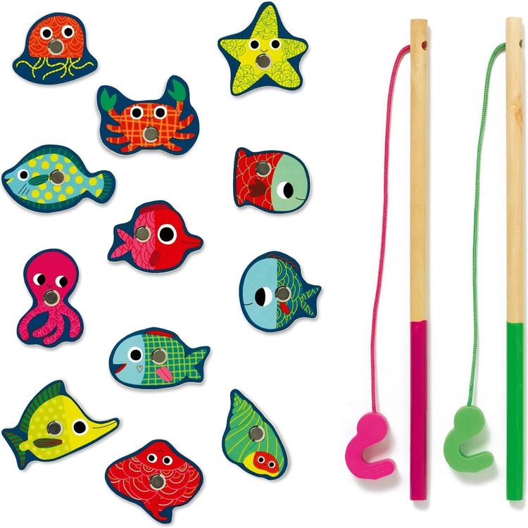 Djeco Preschool Colour Wooden Magnetic Fishing Game