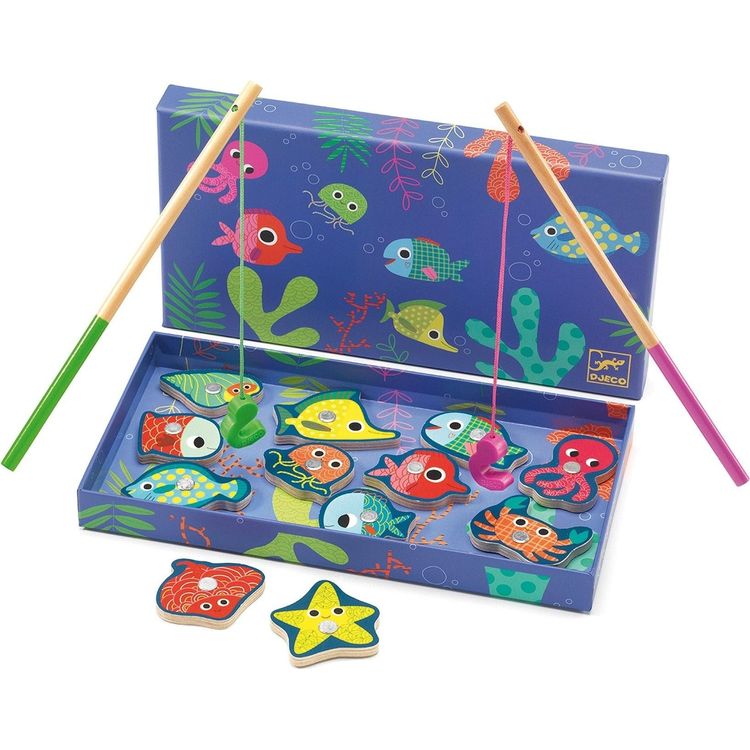 Djeco Preschool Colour Wooden Magnetic Fishing Game