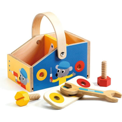 Djeco Preschool Minibrico Pretend Play Wooden Toolbox