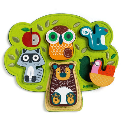 Djeco Preschool Oski Embroidered Felt and Wooden Puzzle