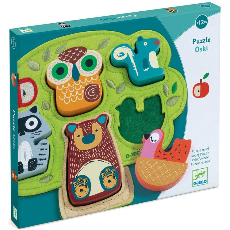 Djeco Preschool Oski Embroidered Felt and Wooden Puzzle