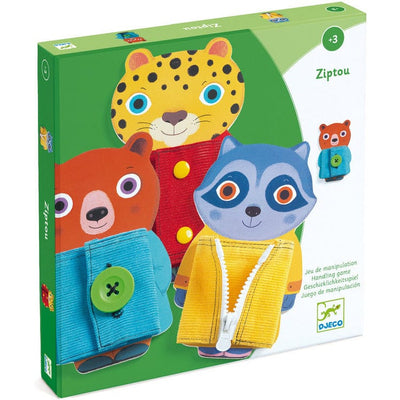 Djeco Preschool Zipping Wooden Skill Boards