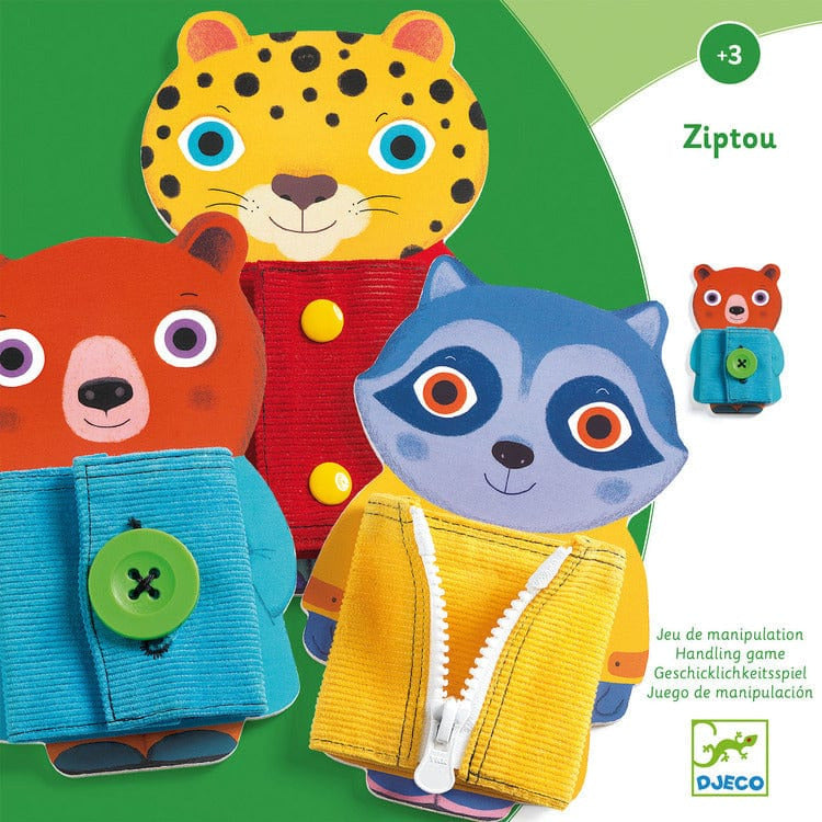 Djeco Preschool Zipping Wooden Skill Boards