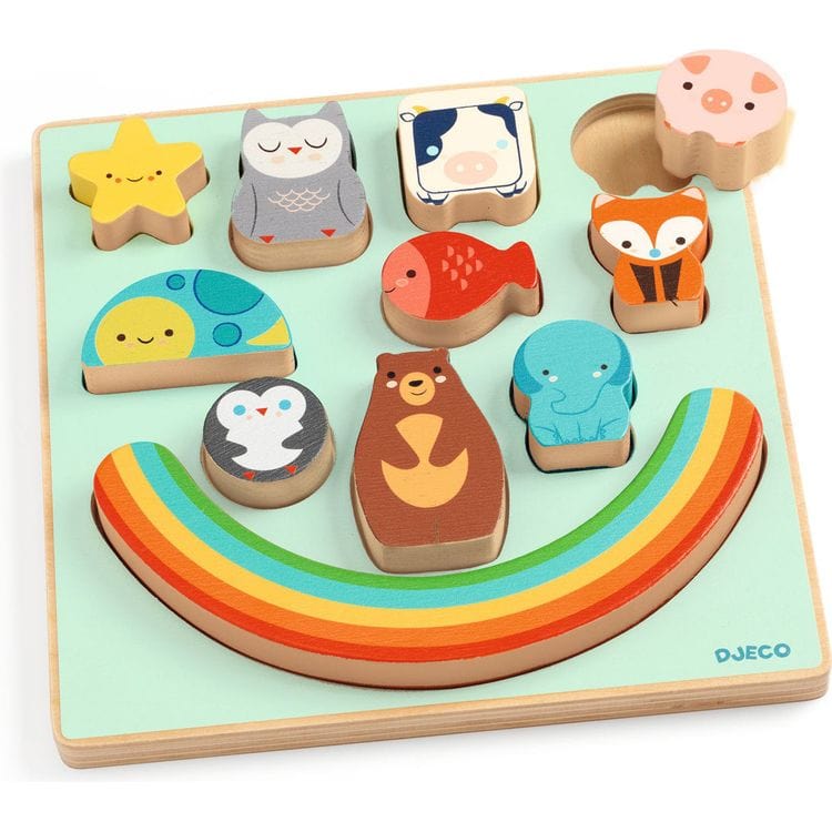 Djeco Puzzles Wooden Puzzle & Balancing Game - Rainbow