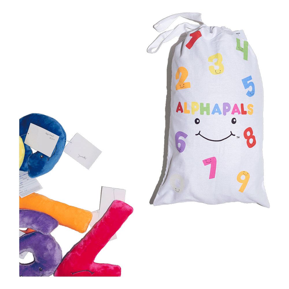 Numbers Plush Set - Rainbow Numbers with White Drawstring Bag