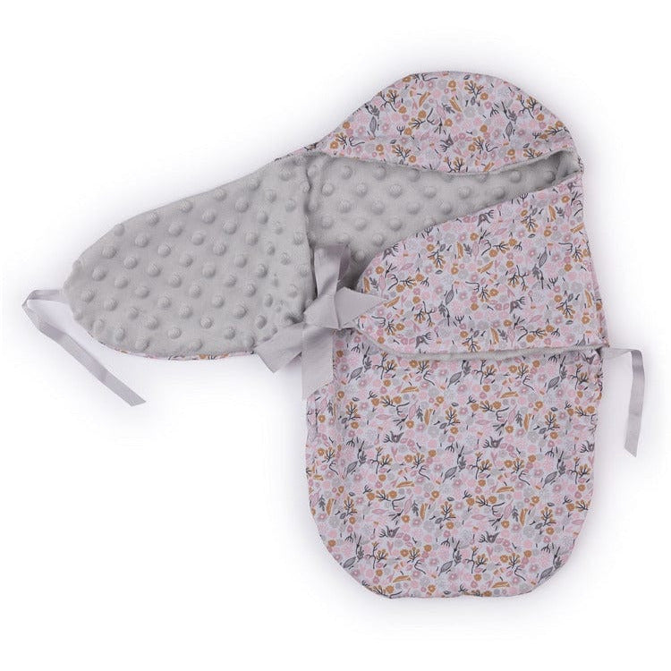 My FAO Doll Swaddle - Grey Dots & Flowers