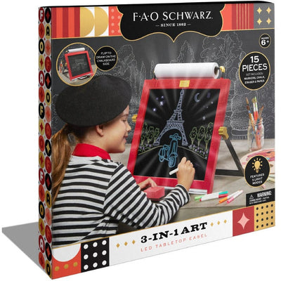 FAO Schwarz Creativity Kid's Art Tabletop 3-in-1 LED Easel Set