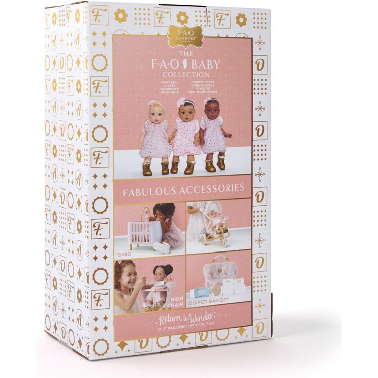 FAO Schwarz Dolls Cuddle Baby Doll 14-Inches - Dark Brown Hair