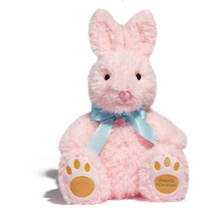FAO Schwarz Plush 10" Toy Plush Pink Bunny with Orange Footpad