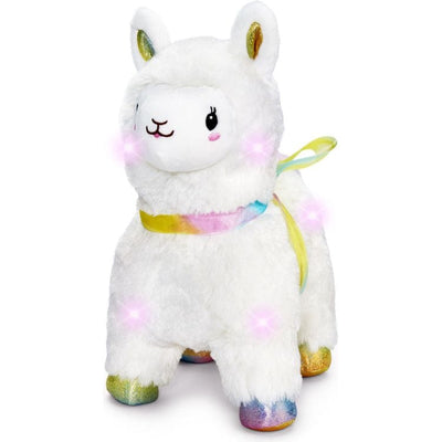 FAO Schwarz Plush 12" Glow Brights LED with Sound Alpaca Plush - Cream