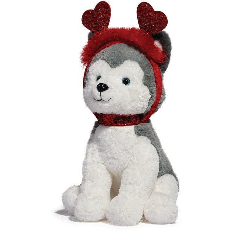FAO Schwarz Plush 12" Sparklers Toy Plush Husky with Removable Red Heart Boppers