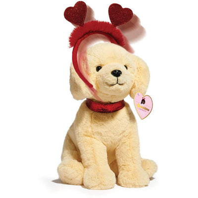 FAO Schwarz Plush 12" Sparklers Toy Plush Labrador with Removable Red Heart Boppers