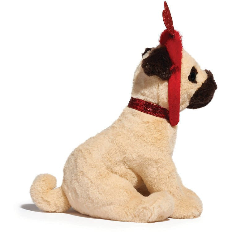 FAO Schwarz Plush 12" Sparklers Toy Plush Pug with Removable Red Heart Boppers