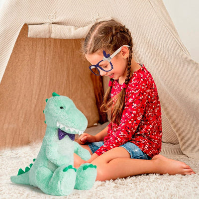 FAO Schwarz Plush 12" Sparklers Toy Plush T-Rex with Removable Bunny Glasses