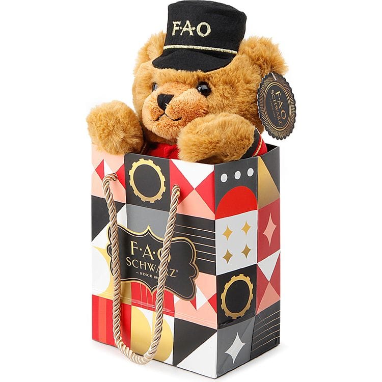 FAO Schwarz Plush 7" Plush Bear Soldier in a Bag