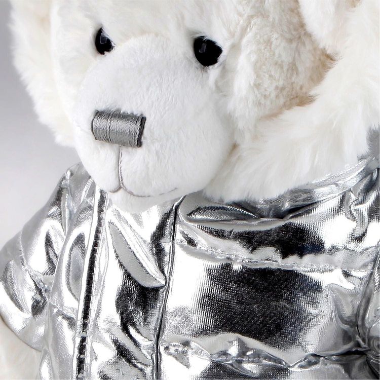FAO Schwarz Plush Toy Plush Bear in Silver Jacket 13inch
