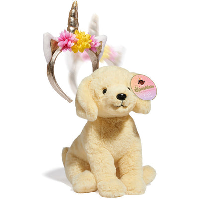 FAO Schwarz Plush Toy Plush Yellow Labrador 12inch with Fantasy Headband