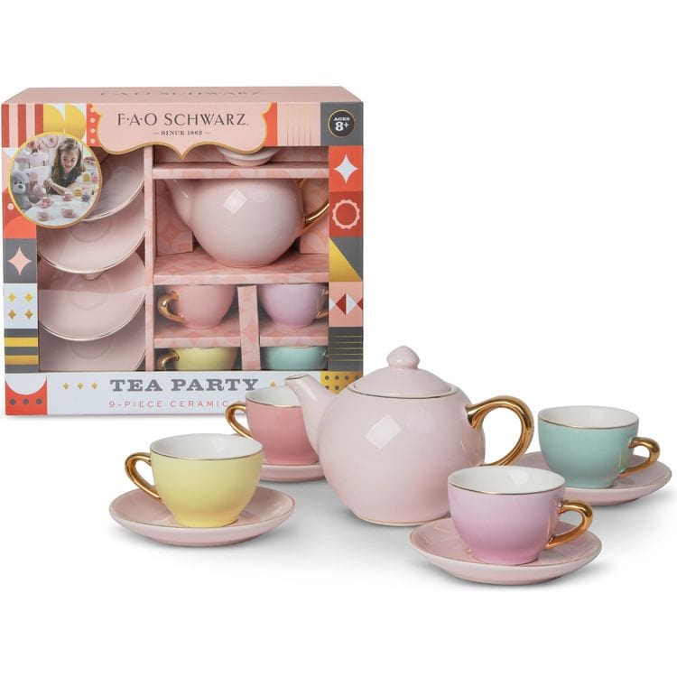 FAO Schwarz Preschool 9-Piece Hand-Glazed Ceramic Tea Party Set