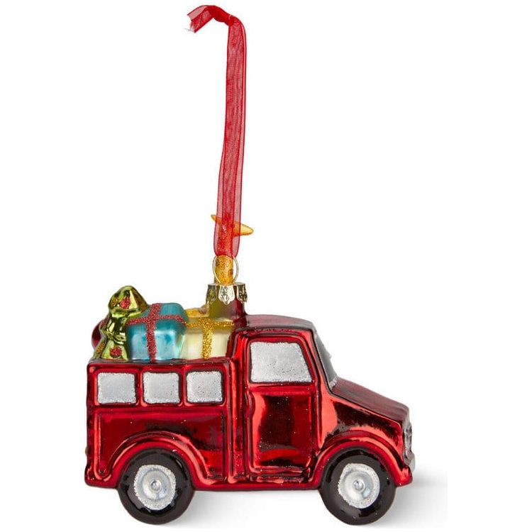 FAO Schwarz Souvenirs Ornament Glass Toy Delivery Truck 4.13 x 3.74"