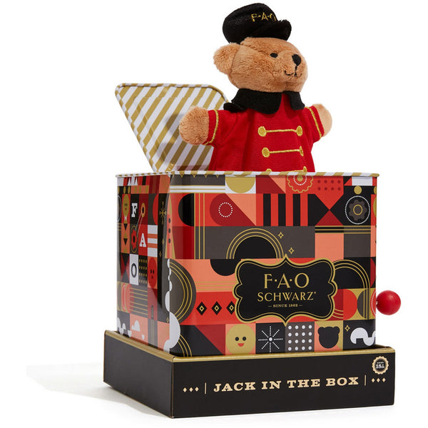 FAO Schwarz Toys R Us Jack In The Box TEDDY BEAR Pop Goes the Weasel EUC