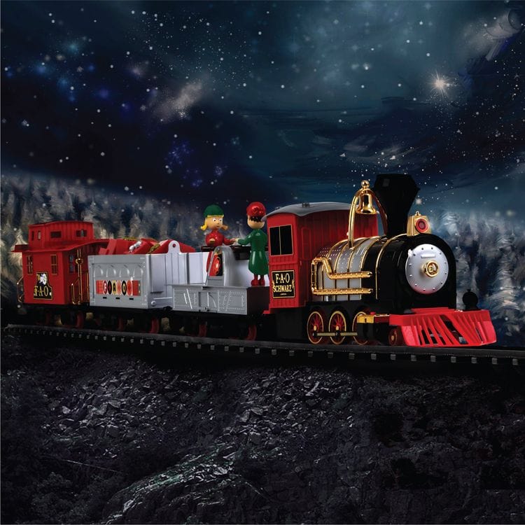 Toy Train set by (F.A.O Shwartz) Authentic collection ) offers 30 Pieces.